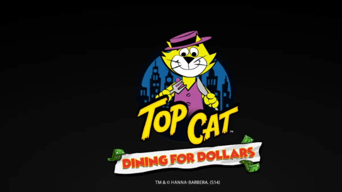 Top Cat e sua turma em um cenário de lanchonete retrô no slot Top Cat Dining For Dollars