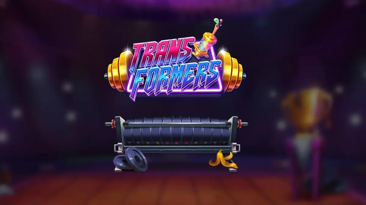 Interface do jogo de slot Transformers com elementos neon e design de arena distópica