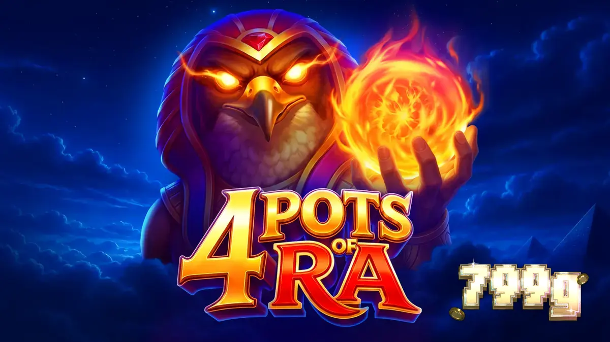Interface do jogo 4 Pots of Ra: Hold and Win com temática egípcia
